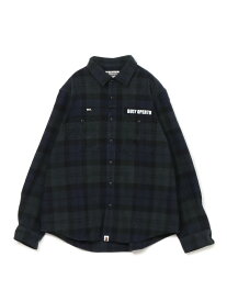 A BATHING APE FLANNEL CHECK TACTICAL SHIRT M ア ベイシング エイプ トップス シャツ・ブラウス ネイビー レッド【送料無料】