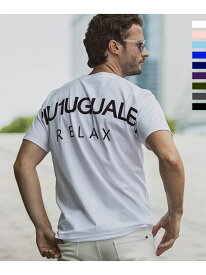 1PIU1UGUALE3 RELAX (M)1PIU1UGUALE3 RELAX/UST-814W バックロゴプリントTシャツ シフォン トップス カットソー・Tシャツ ホワイト ブラック グレー グリーン ネイビー ピンク【送料無料】