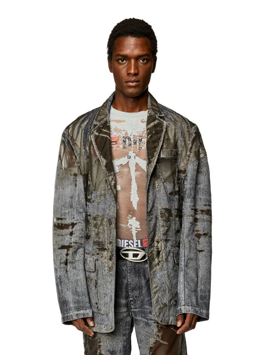 楽天市場】DIESEL メンズ デニム ジャケット シースルー テーラード 