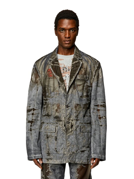 楽天市場】DIESEL メンズ デニム ジャケット シースルー テーラード  
