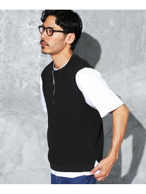 JIGGYS SHOP SELECT ワッフルニット ハーフジップ ベスト ジギーズショップ トップス ベスト・ジレ ブラック ネイビー グレー【送料無料】