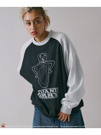 B ONE SOUL 【SEQUENZ】TOM and JERRY FUNNY RAGLAN SWEAT/ トムとジェリー ストリート 古着風 ペアコーデ クルーネック スウェット ナバル トップス スウェット・トレーナー ブラック ホワイト ピンク ブルー【送料無料】