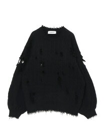 DISCOVERED DISCOVERED/(U)CABLE DAMAGE KNIT ディスカバード トップス ニット ブラック グレー ベージュ【送料無料】