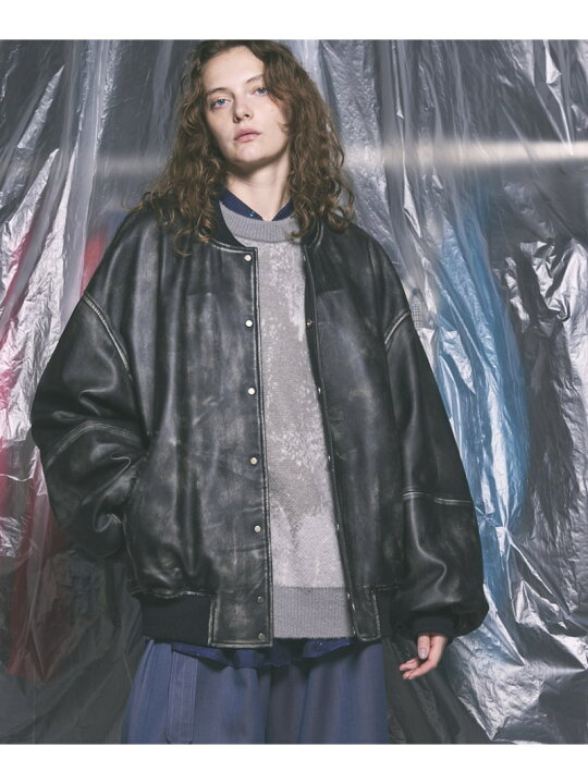 楽天市場】MAISON SPECIAL Sheep Leather Prime-Over Stadium Jacket 