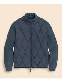 【SALE／20%OFF】BROOKS BROTHERS ストレッチナイロン/コットンブレンド ニット×キルティング ダウンジャケット ブルックス ブラザーズ ジャケット・アウター ダウンジャケット・ダウンベスト ネイビー ブラウン【RBA_E】【送料無料】