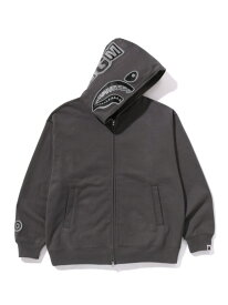 A BATHING APE HAND DRAWN FACE RELAXED FIT SHARK FULL ZIP HOODIE ア ベイシング エイプ トップス パーカー・フーディー グレー グリーン【送料無料】