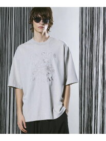 MAISON SPECIAL 「ALOHA」Embroidery Powder Bleach Prime-Over Crew Neck T-Shirt メゾンスペシャル トップス カットソー・Tシャツ ブラック【先行予約】*【送料無料】