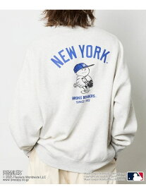 【SALE／20%OFF】FREAK'S STORE MLB×PEANUTS 別注 ビッグシルエット バックプリント クルーネックスウェット/YANKEES 【限定展開】 25AW フリークスストア トップス スウェット・トレーナー ネイビー ブラック グレー【RBA_E】【送料無料】