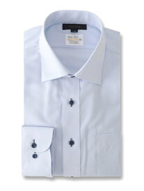 TAKA-Q 形態安定 吸水速乾 スタンダードフィット ワイドカラー長袖シャツ タカキュー スーツ・フォーマル Yシャツ・カッターシャツ ブルー