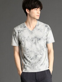 【SALE／50%OFF】NICOLE CLUB FOR MEN ボタニカルフォイルプリントTシャツ ニコル トップス カットソー・Tシャツ レッド ホワイト グレー ブラック【RBA_E】