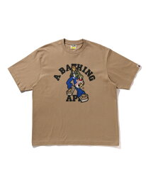 A BATHING APE GRAFFITI CHARACTER COLLEGE RELAXED FIT TEE ア ベイシング エイプ トップス カットソー・Tシャツ ベージュ ブラック グレー【送料無料】