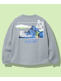 【SALE／30%OFF】GO SLOW CARAVAN go slow caravan/(M)eco lead 裏起毛 スクエアLOGOラウンドクルーネック ゴースローキャラバン トップス スウェット・トレーナー グリーン グレー パープル【RBA_E】【送料無料】