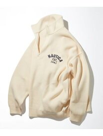 【SALE／35%OFF】NAUTICA Felt Patch Arch Logo Harfzip Sweater フリークスストア トップス ニット ホワイト グレー ブラック ネイビー【RBA_E】【送料無料】