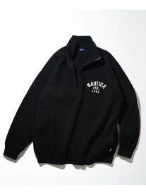 【SALE／30%OFF】NAUTICA Felt Patch Arch Logo Harfzip Sweater フリークスストア トップス ニット ホワイト グレー ブラック ネイビー【RBA_E】【送料無料】