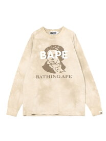 A BATHING APE TIE DYE BATHING APE L/S TEE ア ベイシング エイプ トップス カットソー・Tシャツ ベージュ グレー レッド ホワイト【送料無料】