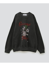 CONVERSE TOKYO VINTAGE LIKE CHERRY BLOSSAM PRINT SWEAT コンバーストウキョウ トップス スウェット・トレーナー ブラック ピンク グリーン【送料無料】