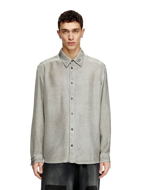 DIESEL ディーゼル S-LEON シワ加工 長袖シャツ グレー A16692 楽天 