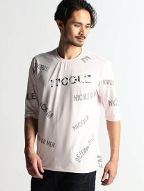 【SALE／30%OFF】NICOLE CLUB FOR MEN ロゴプリント5分袖Tシャツ ニコル トップス その他のトップス ブラック レッド ピンク ホワイト【RBA_E】【送料無料】