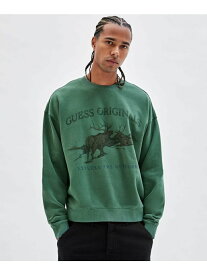 【SALE／50%OFF】GUESS (M)Logo Crewneck Sweatshirt ゲス トップス スウェット・トレーナー グリーン【RBA_E】【送料無料】