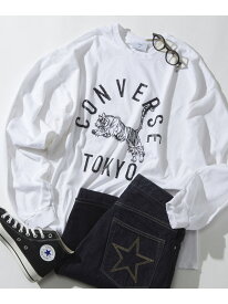 CONVERSE TOKYO DAMAGED TIGER LOGO LONGSLEEVE TEE コンバーストウキョウ トップス カットソー・Tシャツ ホワイト グリーン ブラック【送料無料】