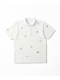 PAPAS PLUS ポリエステル鹿の子 飛び柄刺繍ポロシャツ パパス トップス ポロシャツ ホワイト グレー ネイビー【送料無料】