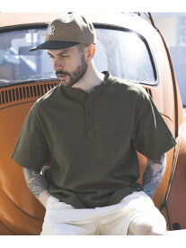 MR.OLIVE 12/1 EMERALD COTTON / ROUND BODY HENLEY NECK T-SHIRT ミスターオリーブ トップス カットソー・Tシャツ ベージュ ブラック ホワイト【送料無料】