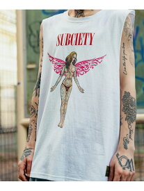 【SALE／20%OFF】Subciety CUT OFF TANK TOP サブサエティ トップス ノースリーブ・タンクトップ ホワイト ブラック【RBA_E】【送料無料】