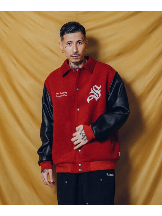 Subciety」 スタジャン X-LARGE ブラック×ホワイト メンズ Subciety 