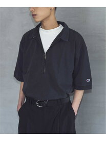 monkey time BEAUTY&YOUTH UNITED ARROWS ＜Champion * monkey time＞ ピグメント ジップ ポロシャツ ビューティー＆ユース　ユナイテッドアローズ トップス ポロシャツ ブラック ホワイト【送料無料】