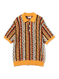 【SALE／40%OFF】BEAMS 3D ストライプ ニット ポロシャツ ビームス メン トップス ポロシャツ オレンジ ブルー【RBA_E】【送料無料】