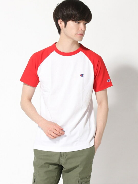 楽天市場 Champion Champion M Champion ワンポイントラグランtシャツ ジーンズメイト カットソー Tシャツ レッド グレー ブラック ブルー ホワイト Rakuten Fashion Men