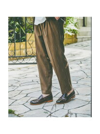 【SALE／20%OFF】ABAHOUSE LASTWORD 【セットアップ対応】ワイドテーパード ストライプ イージーパンツ / スラック アバハウス パンツ スラックス・ドレスパンツ ブラウン ネイビー【RBA_E】【送料無料】