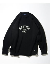 【SALE／40%OFF】NAUTICA Felt Patch Arch Logo Roll neck Sweater フリークスストア トップス ニット ホワイト ブラック ネイビー【RBA_E】【送料無料】