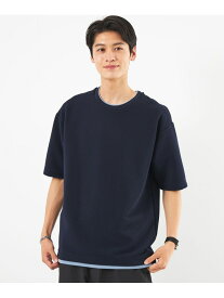 【SALE／30%OFF】UNITED ARROWS green label relaxing リップル フェイクレイヤード クルーネック Tシャツ -吸水速乾- ユナイテッドアローズ アウトレット トップス カットソー・Tシャツ ネイビー ホワイト グレー【RBA_E】