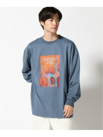 【SALE／30%OFF】ROUGH TRADE ROUGH TRADE/(M)ピーチキモウアートプリントロンTEE サンコーバザール トップス カットソー・Tシャツ ブルー グレー ホワイト【RBA_E】