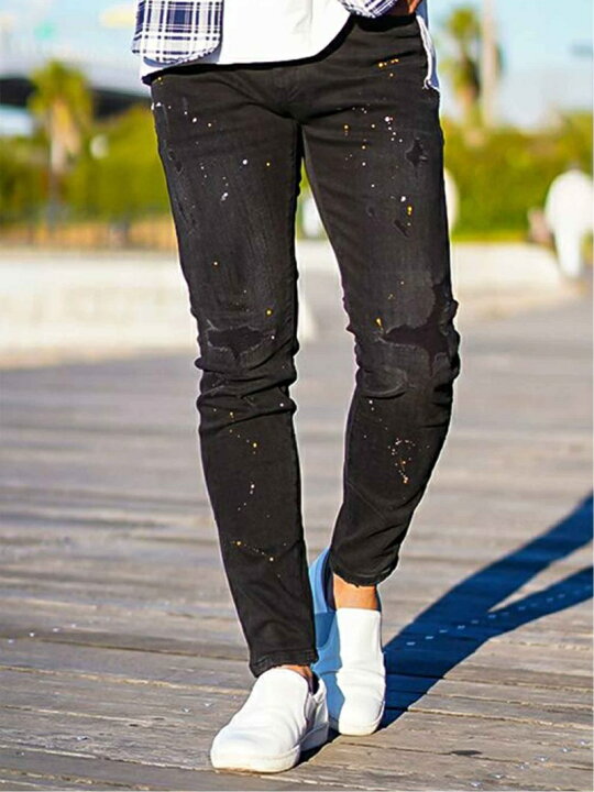 楽天市場】Retro Engine Retro Engine/(M)BLACK PAINT DENIM L/PT 