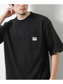 BEN DAVIS 別注ピスネームポケットTシャツ ジップファイブ トップス カットソー・Tシャツ ブラック グレー ホワイト ベージュ イエロー グリーン ブルー パープル