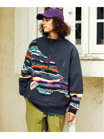 go slow caravan ヘビースウェットxCRAZY ニットBIGハーフジップ (MENS) ゴースローキャラバン トップス スウェット・トレーナー ベージュ グレー【送料無料】