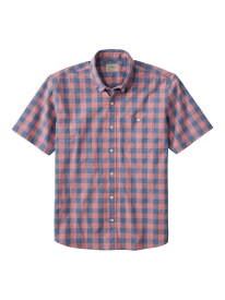 L.L.Bean コンフォート・ストレッチ・シャンブレー・シャツ、トラディショナル・フィット　半袖　プラッド 米国フィット・レギュラー エルエルビーン トップス シャツ・ブラウス ピンク ブルー【送料無料】