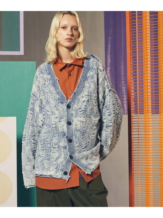 楽天市場】MAISON SPECIAL Snow Wash Destroy Fringe Denim Knit Prime 