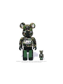 A BATHING APE BAPE X LBWK - LIVAKEN KUN ABC CAMO BE@RBRICK 100%&400% ア ベイシング エイプ インテリア・生活雑貨 おもちゃ・ゲーム・フィギュア グリーン【送料無料】
