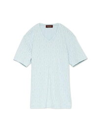 【SALE／30%OFF】TORNADO MART TORNADO MART∴ダイヤプリーツタックJQ半袖Vネックカットソー(マスキュリン) トルネードマート トップス カットソー・Tシャツ ホワイト ブラック ブルー【RBA_E】【送料無料】