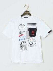 GRAND-BACK 【大きいサイズ】カステルバジャック/CASTELBAJAC 異素材切替 クルーネック半袖Tシャツ タカキュー トップス カットソー・Tシャツ ネイビー【送料無料】