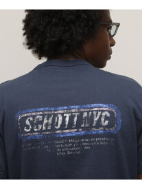 Schott TRIM T-SHIRT "BOX STYLE"/トリムTシャツ "ボックス スタイル ショット トップス カットソー・Tシャツ ネイビー ブラック【送料無料】