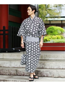 SPU 粋浴衣5点セット【浴衣/ワンタッチ帯/下駄/扇子/巾着】 カジュアル 着物・浴衣・和装小物 浴衣 ネイビー グレー ブラック ブルー【送料無料】