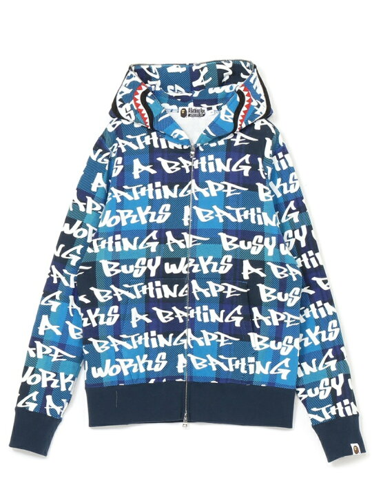 楽天市場】A BATHING APE BAPE GRAFFITI CHECK SHARK FULL ZIP HOODIE 