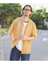 B:MING by BEAMS B:MING by BEAMS / レース オープンカラー シャツ ビーミング ライフストア バイ ビームス トップス シャツ・ブラウス イエロー ブラック【送料無料】