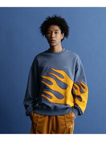 【SALE／40%OFF】Schott CREW SWEAT FIRE PATTERN/クルーネック スウェット "ファイアパターン ショット トップス スウェット・トレーナー ブルー ブラック オレンジ グレー【RBA_E】【送料無料】