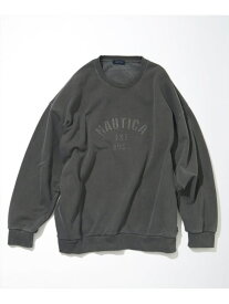 【SALE／30%OFF】NAUTICA Pigment Dyed Felt Patch Arch Logo Crewneck Sweatshirt フリークスストア トップス スウェット・トレーナー グレー ベージュ ブルー ネイビー【RBA_E】【送料無料】