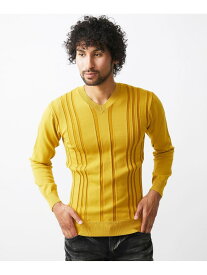 MICHEL KLEIN HOMME 切り替えストレッチVネックニット ミッシェルクランオム トップス ニット レッド ネイビー イエロー【送料無料】